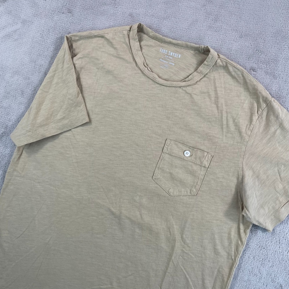 Todd Snyder Homespun Slub Pocket Tee Shirt Men Large Beige Short Sleeve Designer